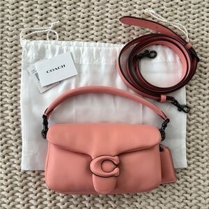 Coach Pillow Tabby Shoulder Bag 18 Candy Pink with Black Hardware Like New